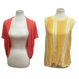 Lot of 2 Cute Lauren Conrad Faded Glory Womens Large Loose Weave Sweaters